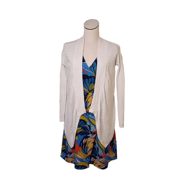 HATLEY • XS cardigan sweater white ribbed Spring long sleeve preppy women's - Picture 1 of 8